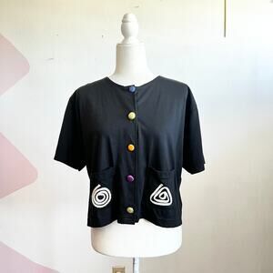 Vintage Banana Republic Black Wrap Top Y2K Goth Indie Sleaze Grunge 2000s Medium